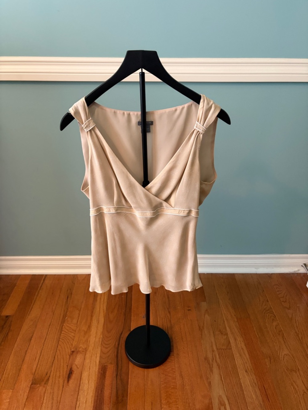 Ann Taylor Elegant Cream V-Neck Draped Camisole